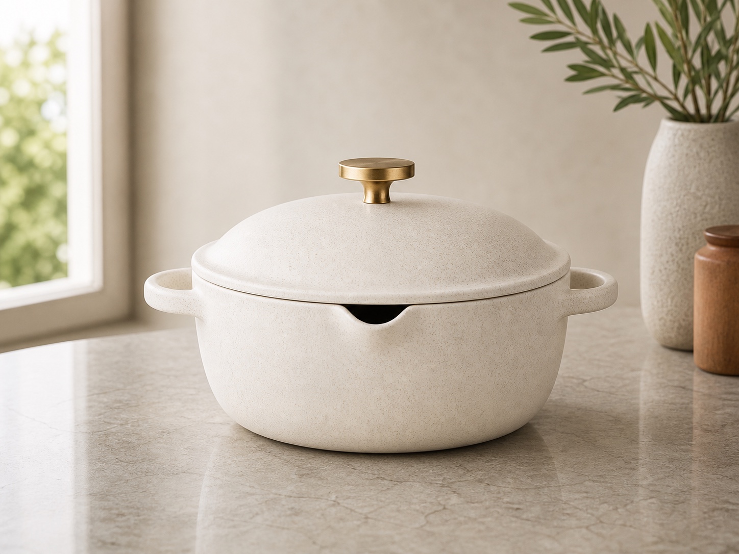 CERENE 2.5L ceramic casserole in Moon Ivory finish.