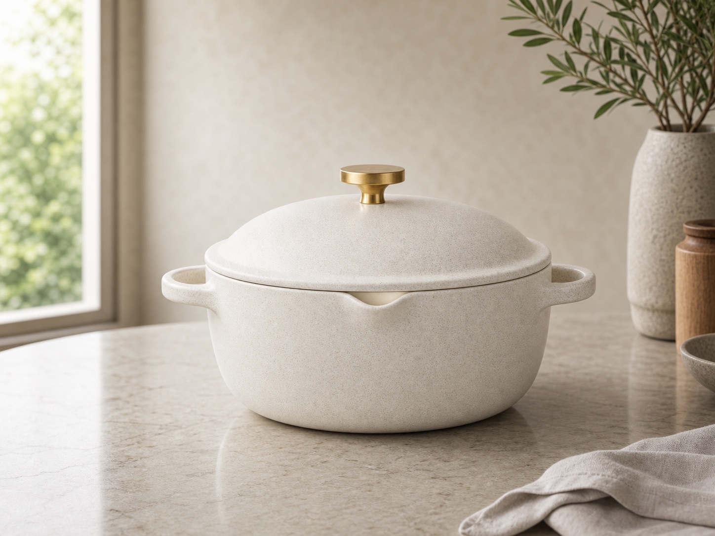 CERENE 2.5L ceramic casserole in Moon Ivory finish.